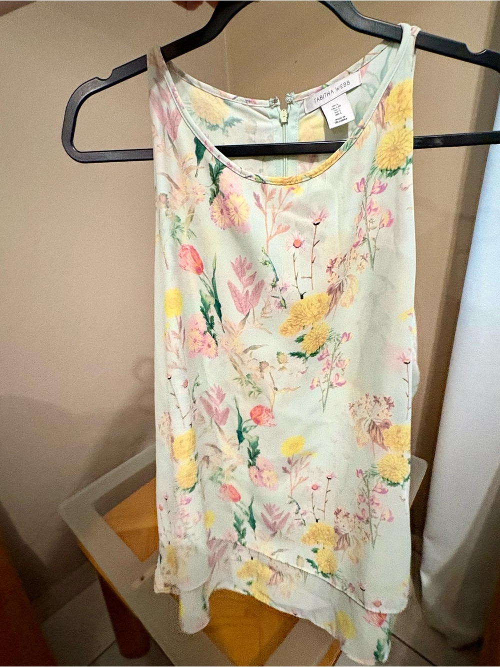Tabitha Webb Floral Layered Tank Top - Mint Green & Romantic Botanical Vibe